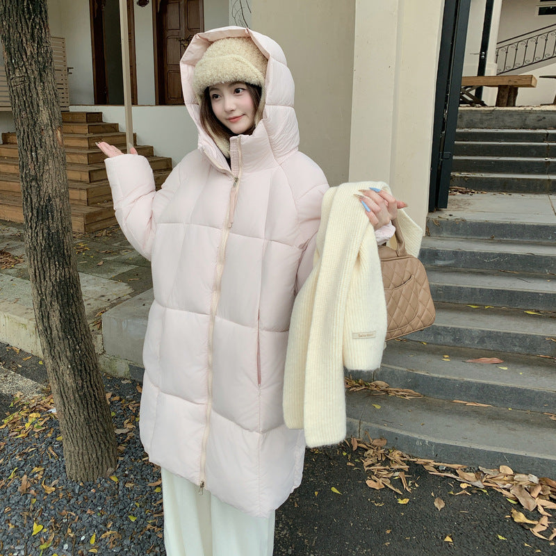 Cotton-padded Mid-length Thickened Down Cotton Jacket Loose Hooded Super Fashion