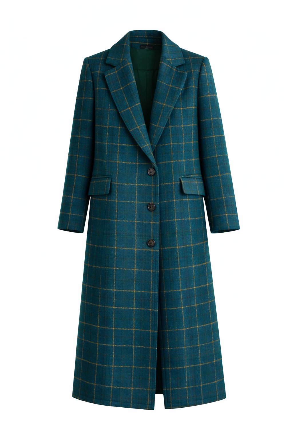 Plaid Casual Long Wool Coat