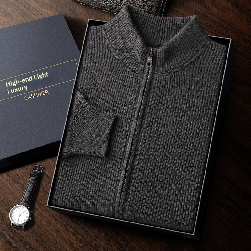 Men's Cashmere Sweater Casual Solid Colo Thickened