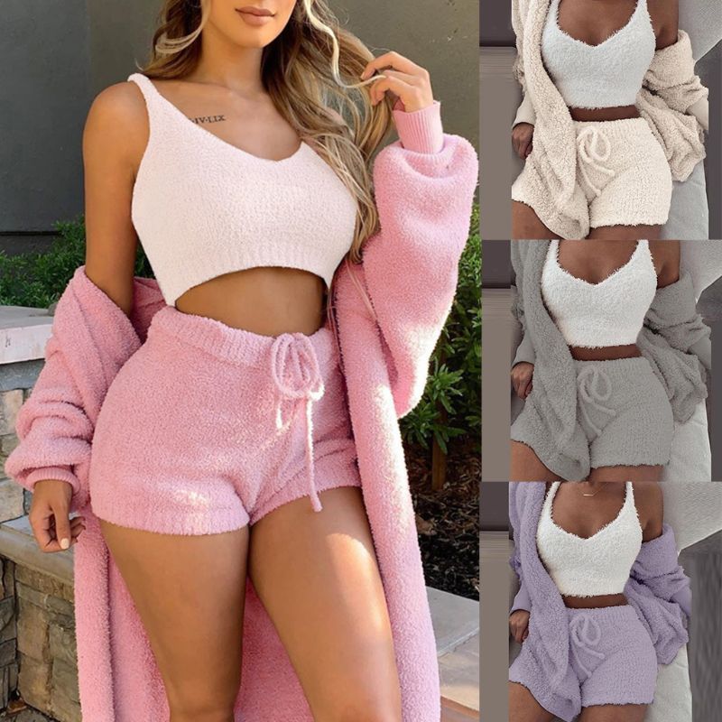 Winter Sexy Women Home Wear Suit Casual Pajamas Set Lady Female Soft