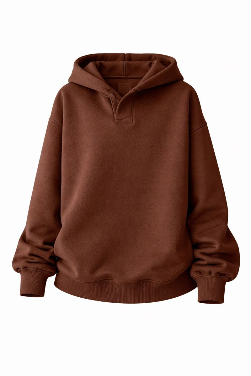 Women's Solid Color Hoodies Long Sleeve Hooded Solid Color Loose Sweater