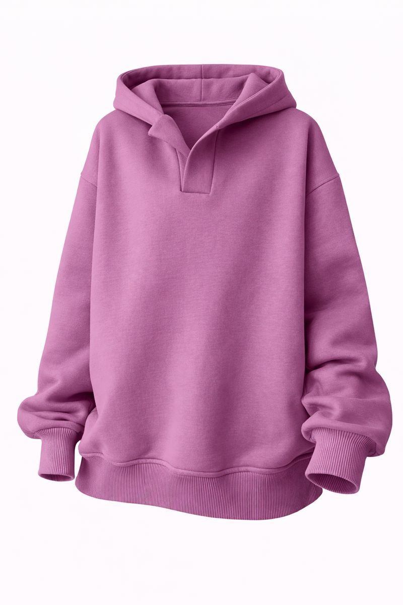 Women's Solid Color Hoodies Long Sleeve Hooded Solid Color Loose Sweater