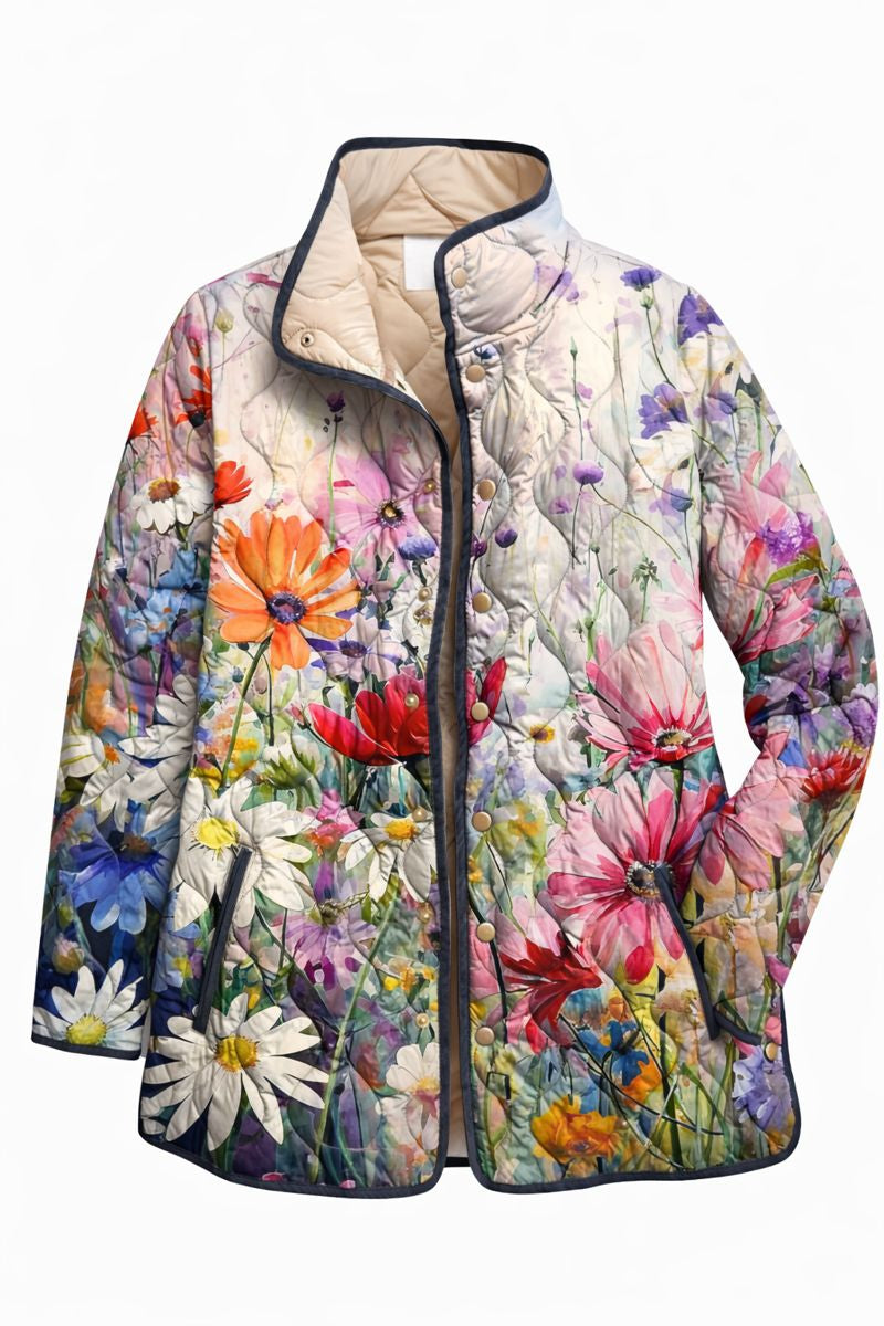 Women's Fashion Tuck Flower Digital Printed Female Cotton Clothing