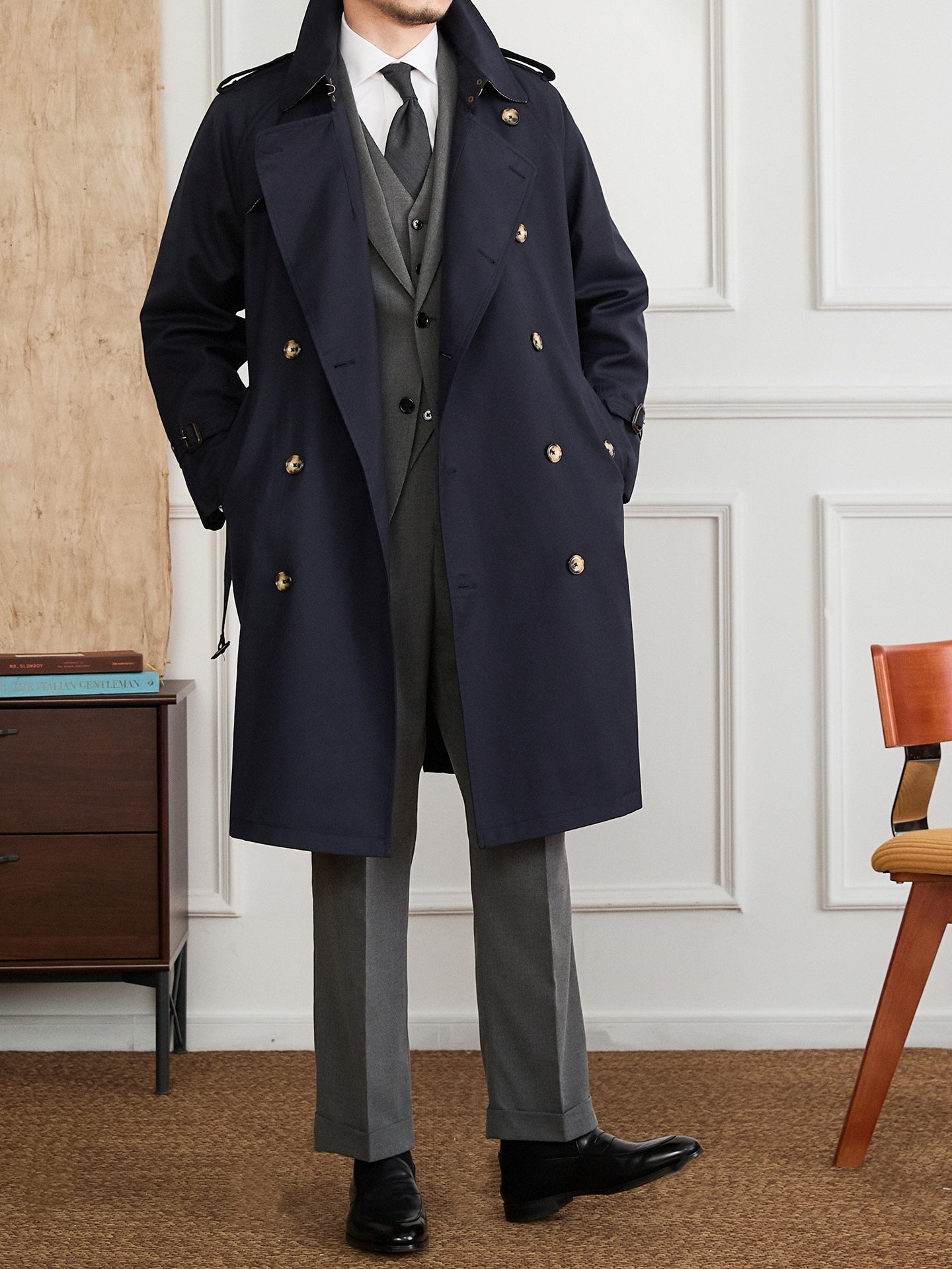 Double-breasted Lapel Trench Coat