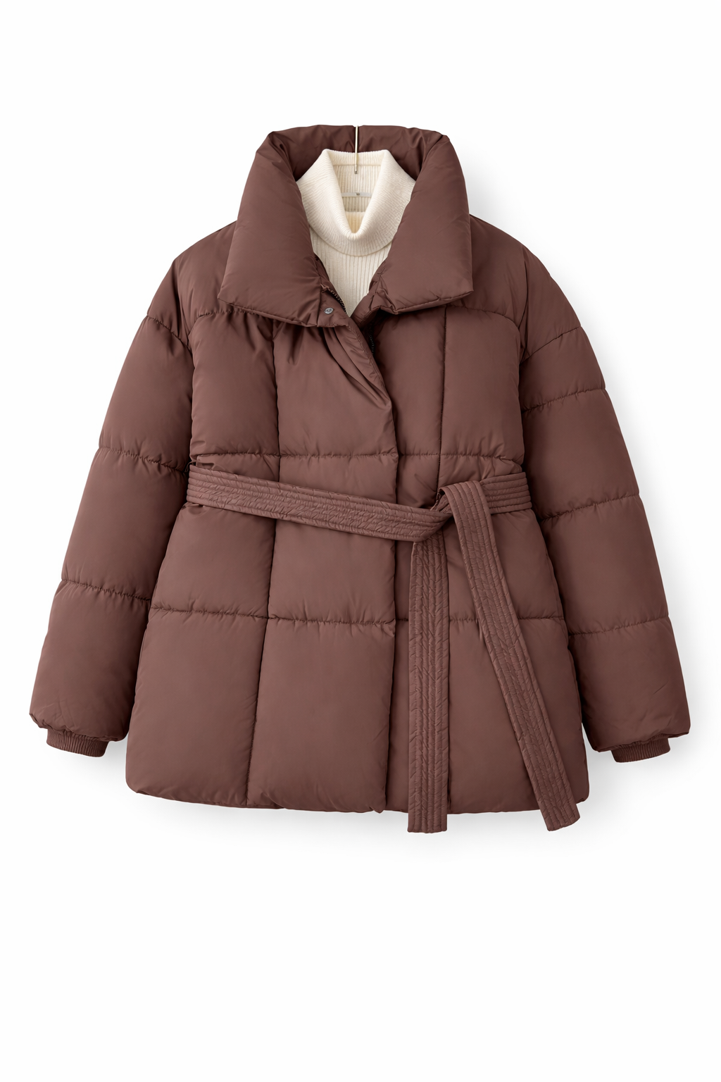 Winter Plaid Sewing Lapel Coat With Lace-up Design Fashion Loose Solid Thick Jacket Outerwear Women's Clothing