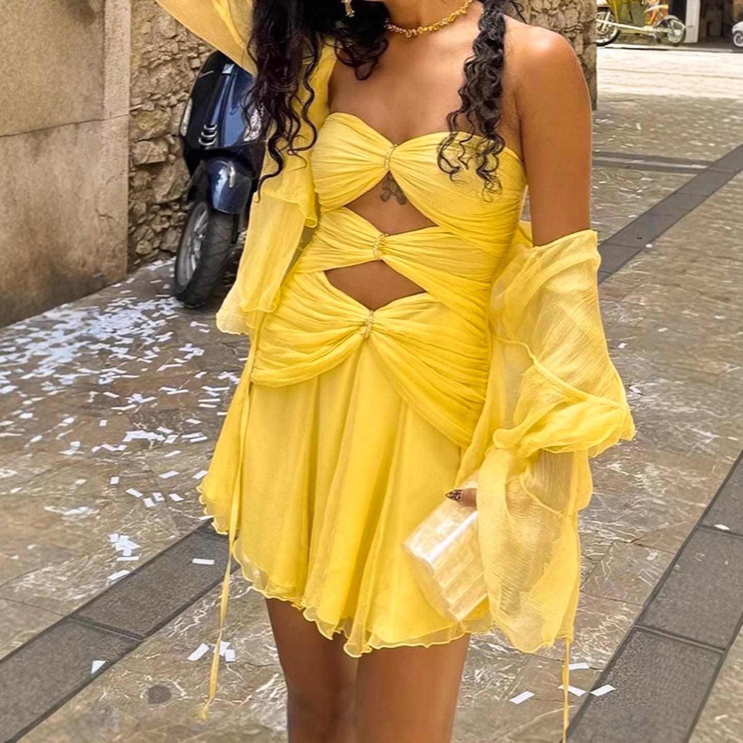 Hollow-Out Short Skirt Dress