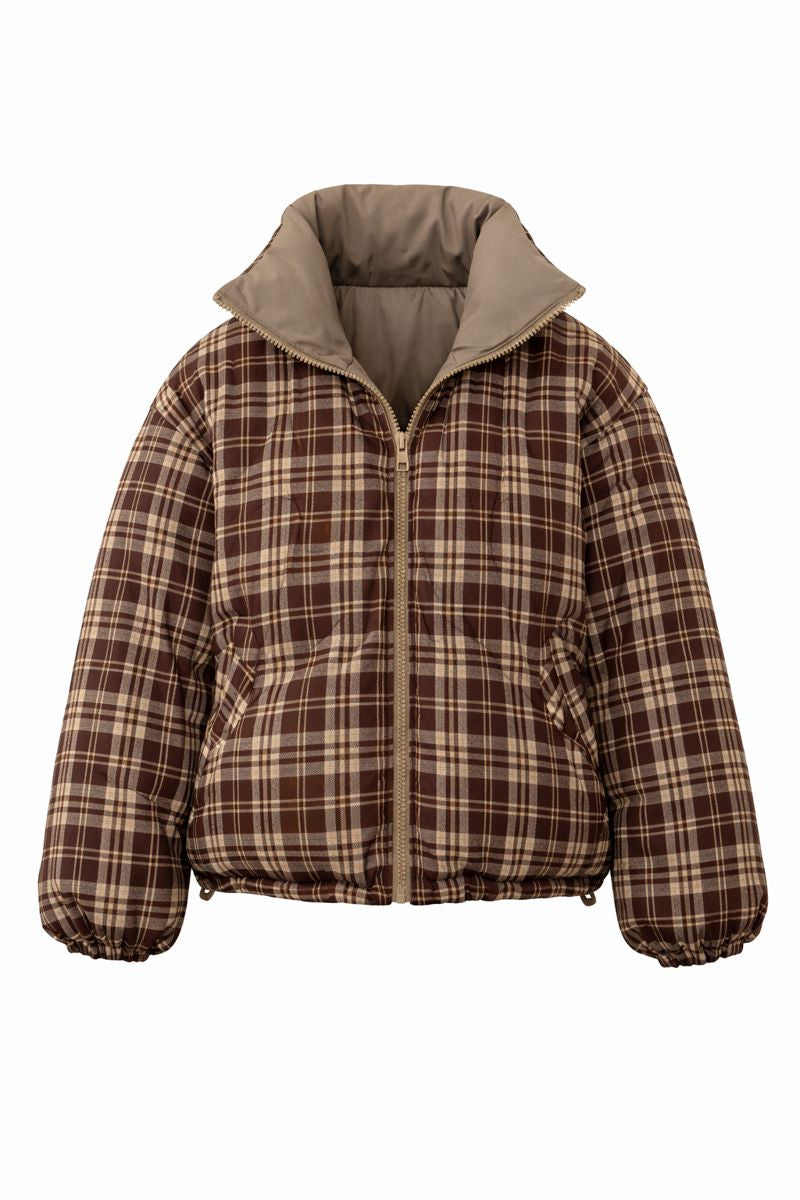 American Retro Double-sided Plaid Cotton-padded Jacket