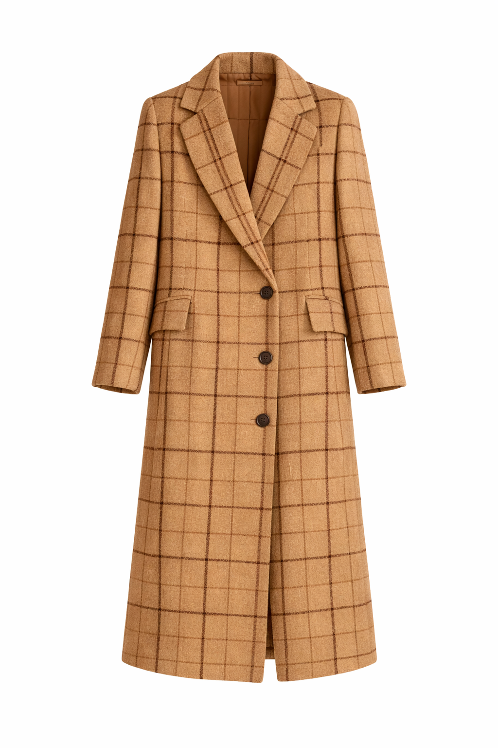 Plaid Casual Long Wool Coat