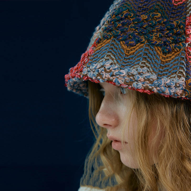 Ladies Wool Jacquard Knit Pot Hat