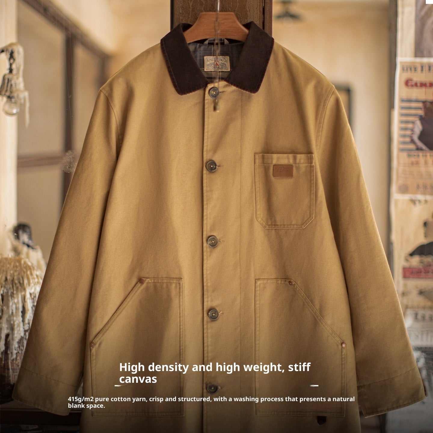 American Retro Michigan Trench Coat Khaki Barne Style Mid-length