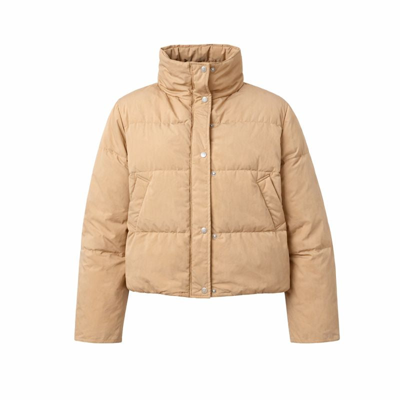 Women's Stand Collar Short Polyester Cotton-padded Jacket