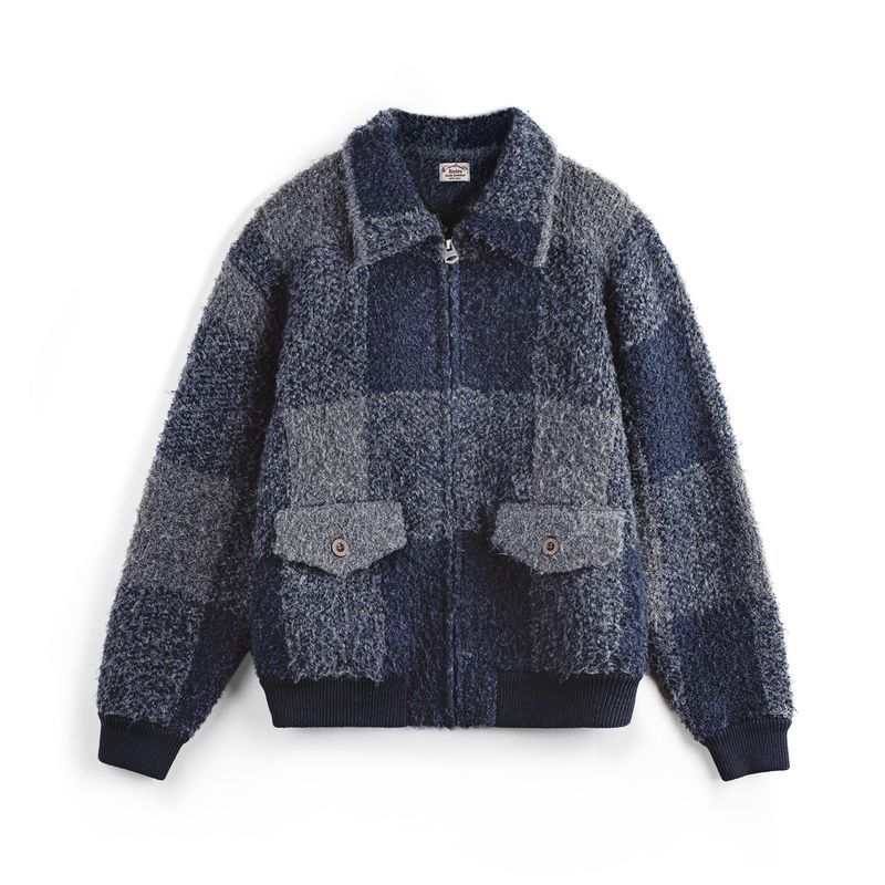 Lapel Plaid Cardigan Jacket Men's Autumn