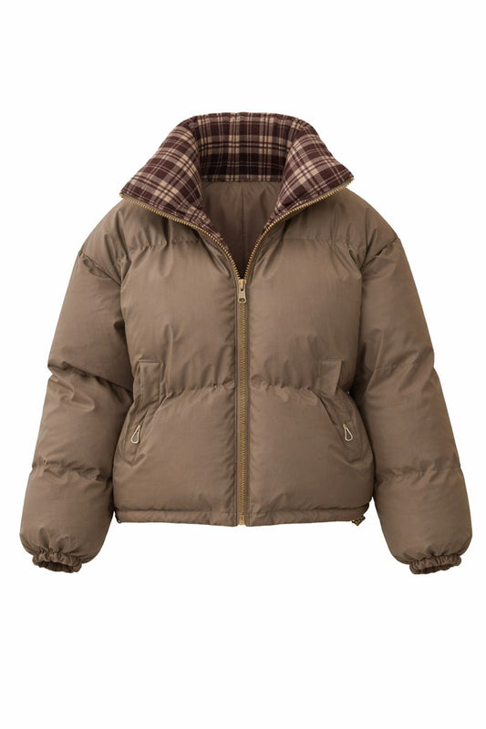 American Retro Double-sided Plaid Cotton-padded Jacket