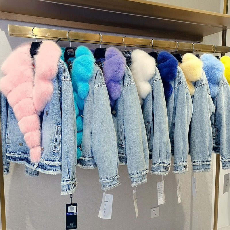 Knottery Fur Coat Suit Collar Cowboy Women's Short Style