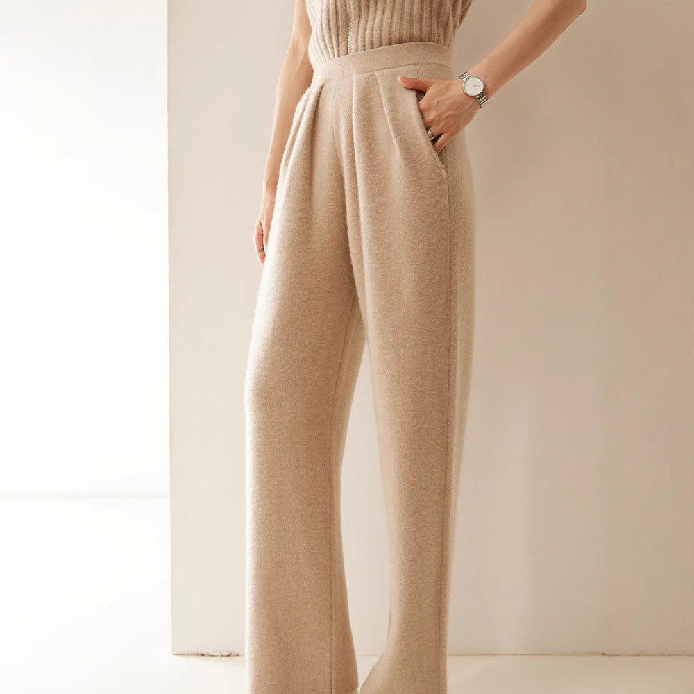 Autumn And Winter Cashmere Women's Wide-leg Pants