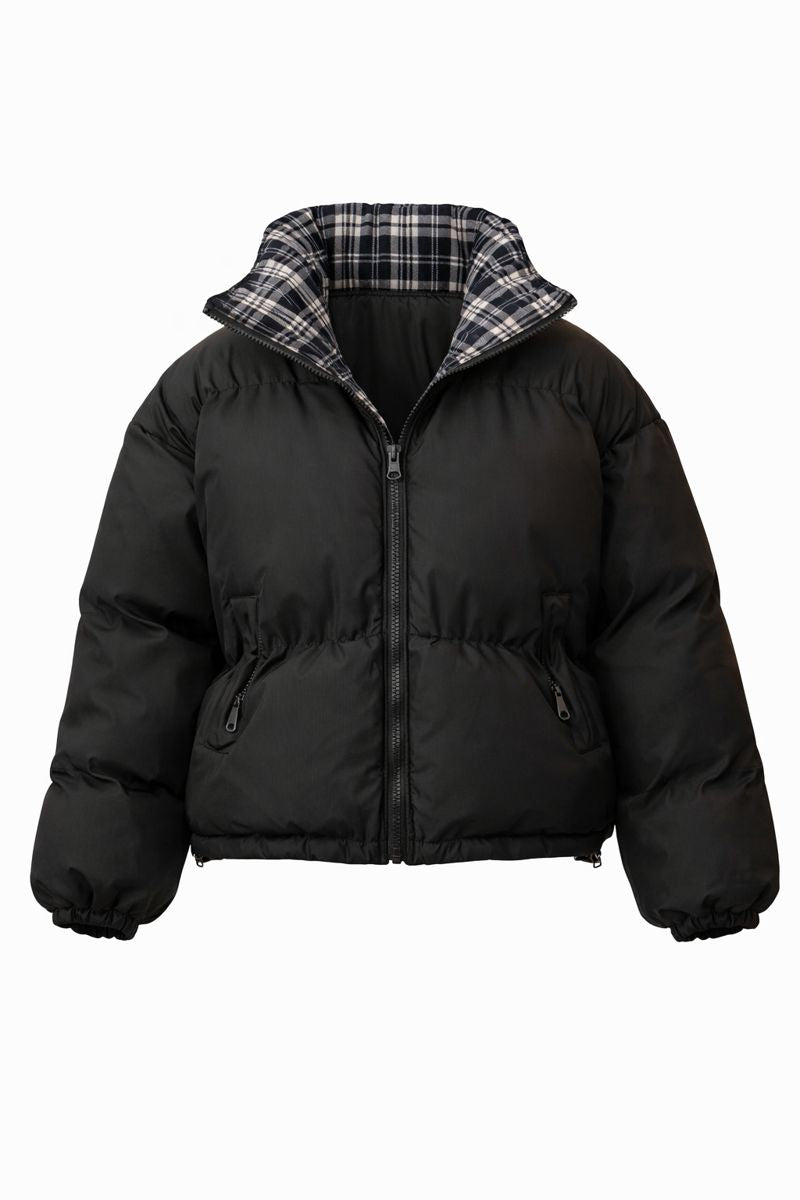 American Retro Double-sided Plaid Cotton-padded Jacket