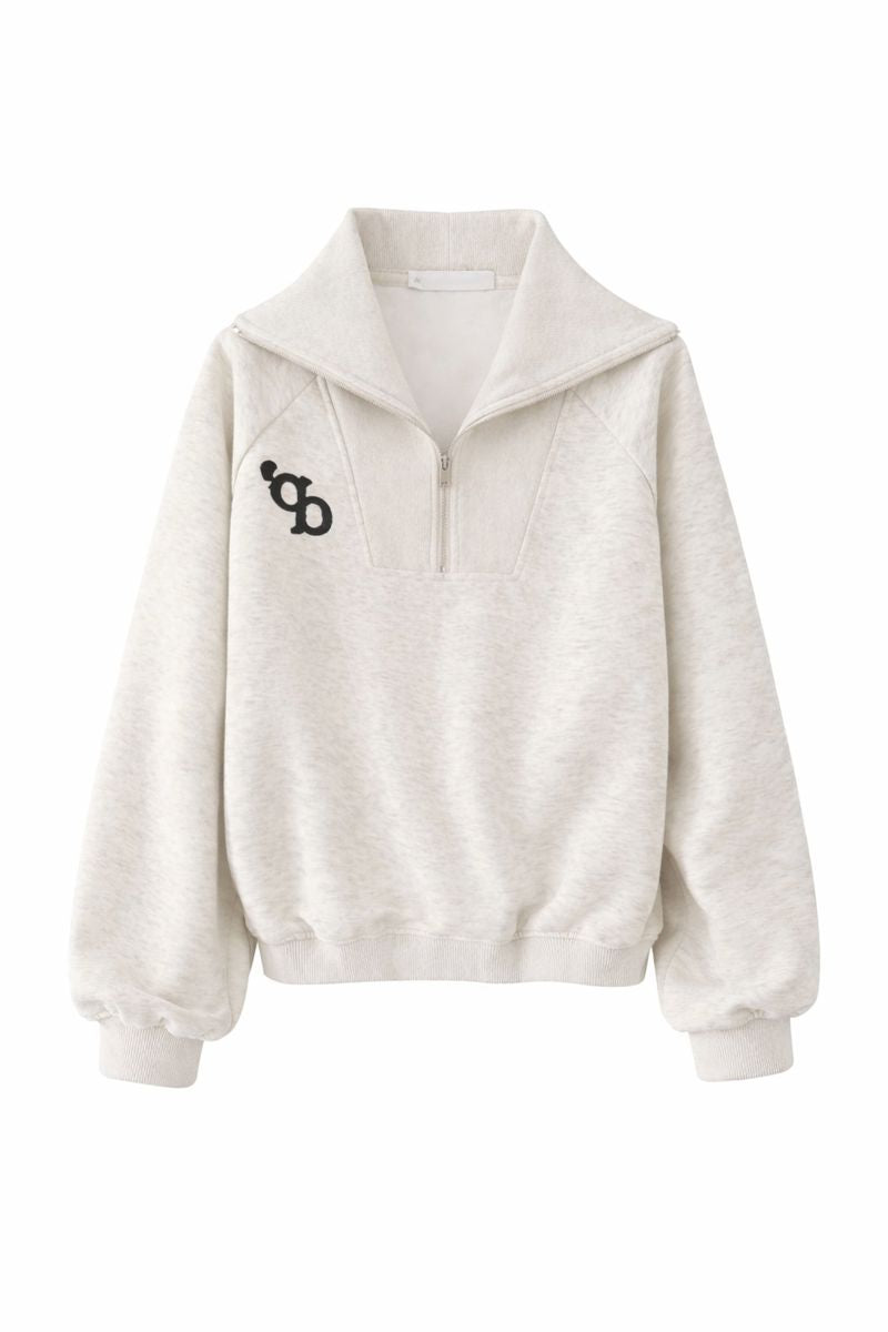 Loose American Vintage Gray Lapel Sweatshirt For Petite
