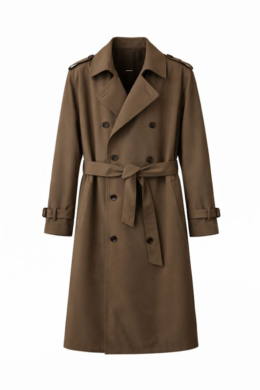 Double Breasted Simple Trench Coat Men's Belt