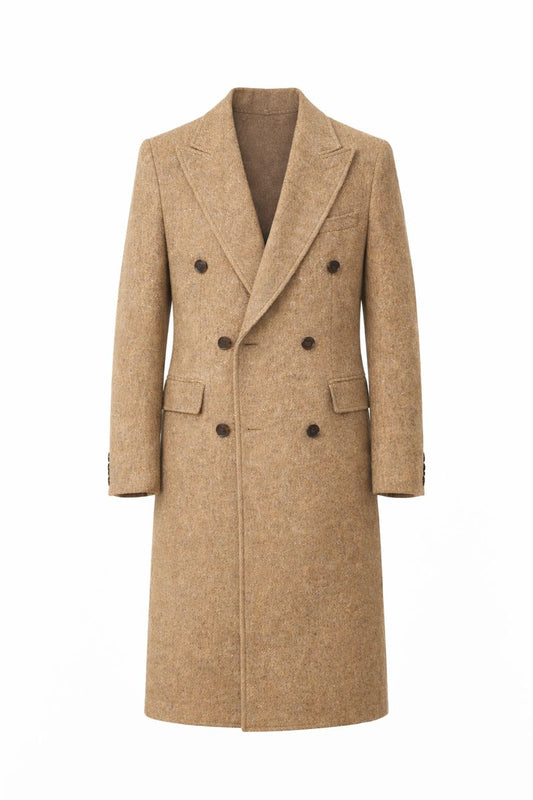 Brown Warm Wool Double Breasted Slim Jacket