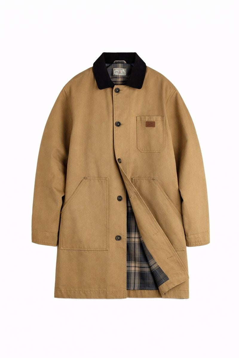 American Retro Michigan Trench Coat Khaki Barne Style Mid-length
