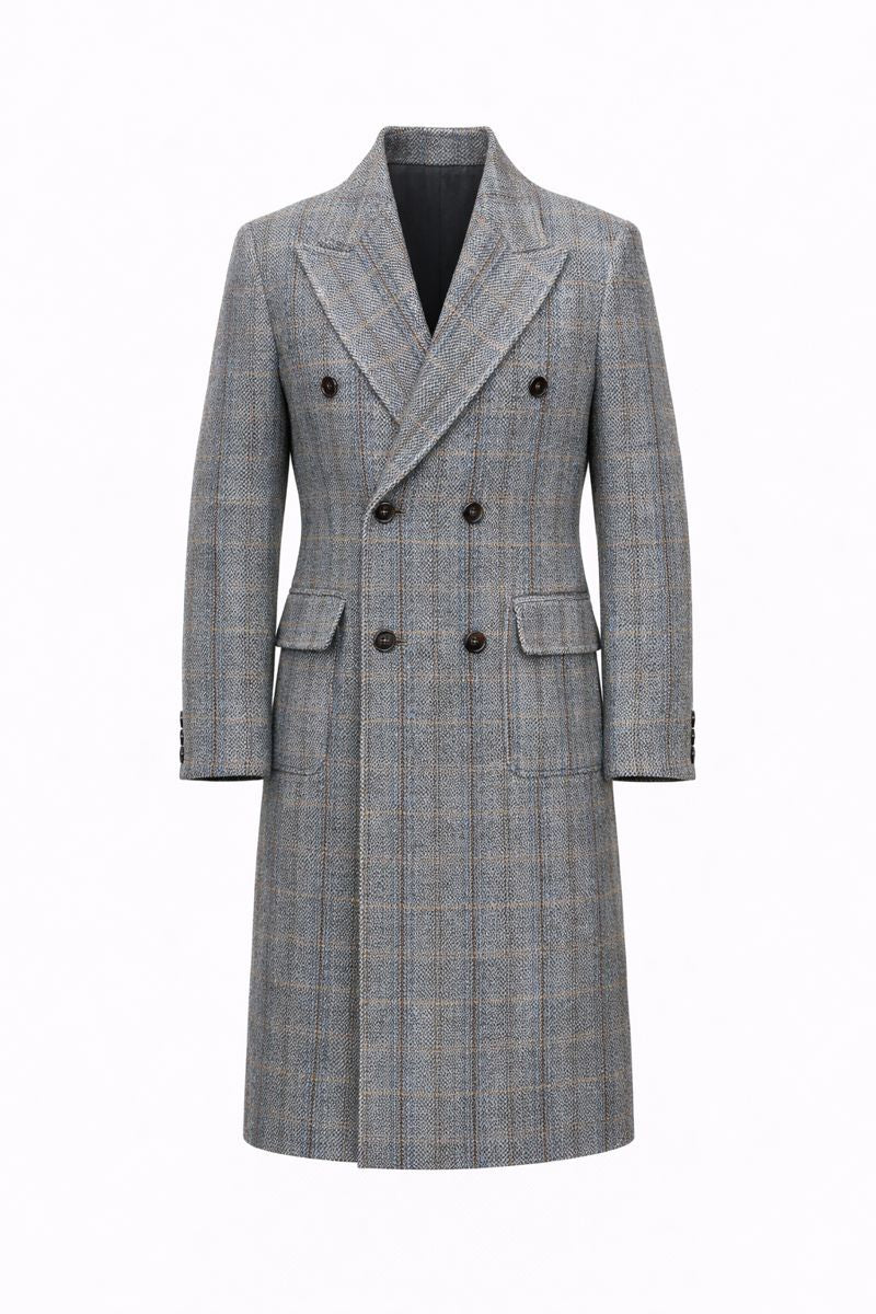 Retro High-quality Wool Plaid Polo Coat