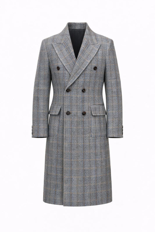 Retro High-quality Wool Plaid Polo Coat