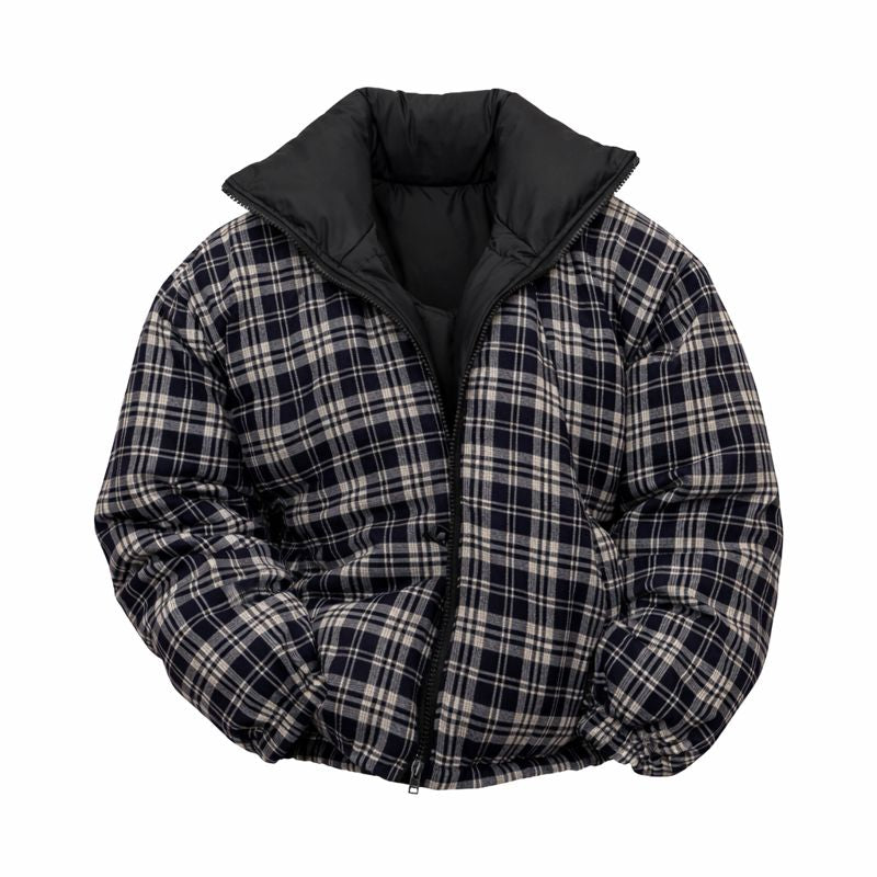 American Retro Double-sided Plaid Cotton-padded Jacket