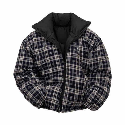 American Retro Double-sided Plaid Cotton-padded Jacket