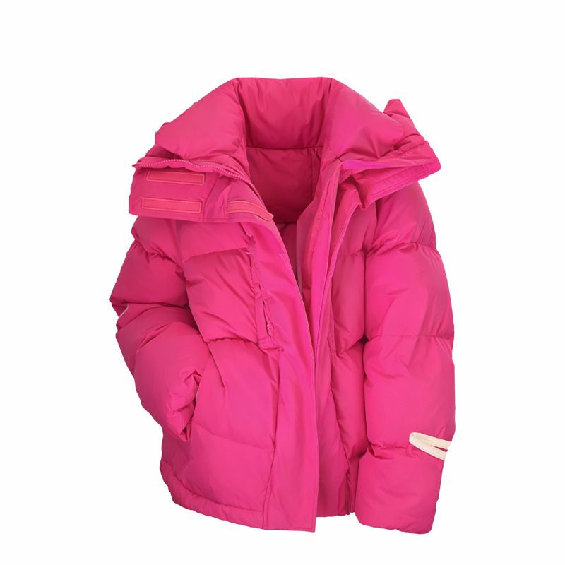 Women's Mid-length Candy Color Hooded Thickened Down Jacket