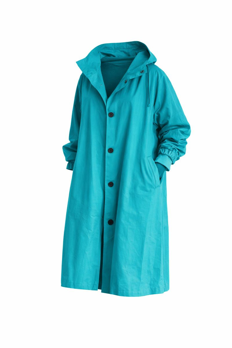 Women Windbreaker Jacket Casual Loose Button Pockets Hooded Quick Dry Windproof Waterproof Clothes For Outdoor Hiking Camping