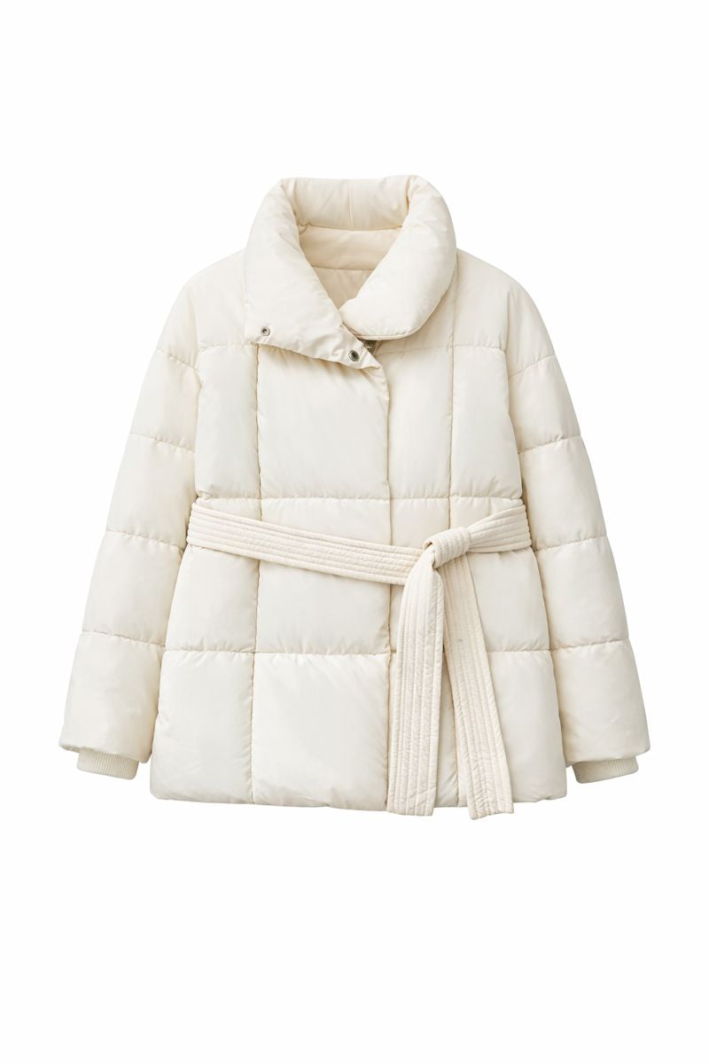Winter Plaid Sewing Lapel Coat With Lace-up Design Fashion Loose Solid Thick Jacket Outerwear Women's Clothing