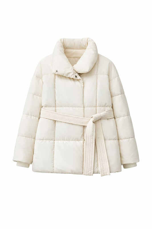 Winter Plaid Sewing Lapel Coat With Lace-up Design Fashion Loose Solid Thick Jacket Outerwear Women's Clothing