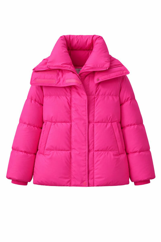 Women's Mid-length Candy Color Hooded Thickened Down Jacket
