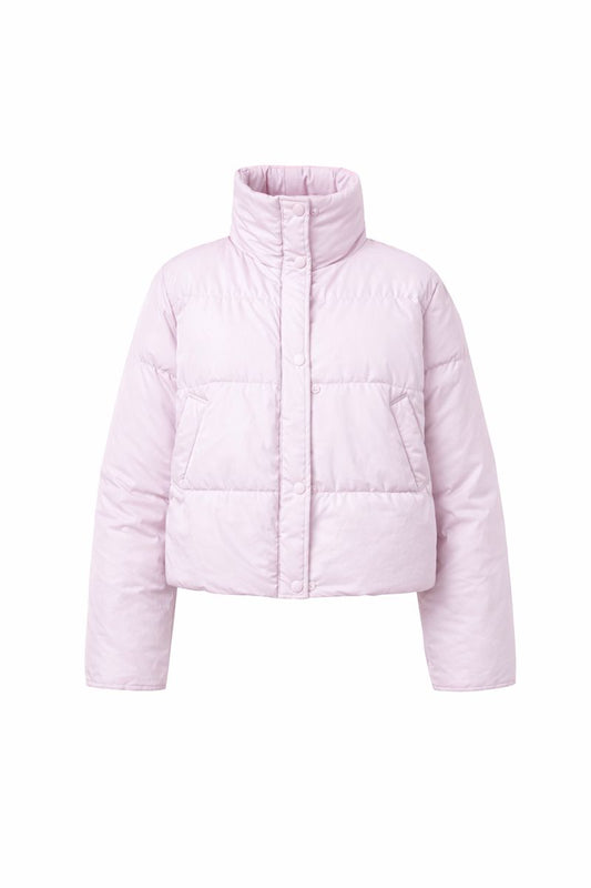 Women's Stand Collar Short Polyester Cotton-padded Jacket