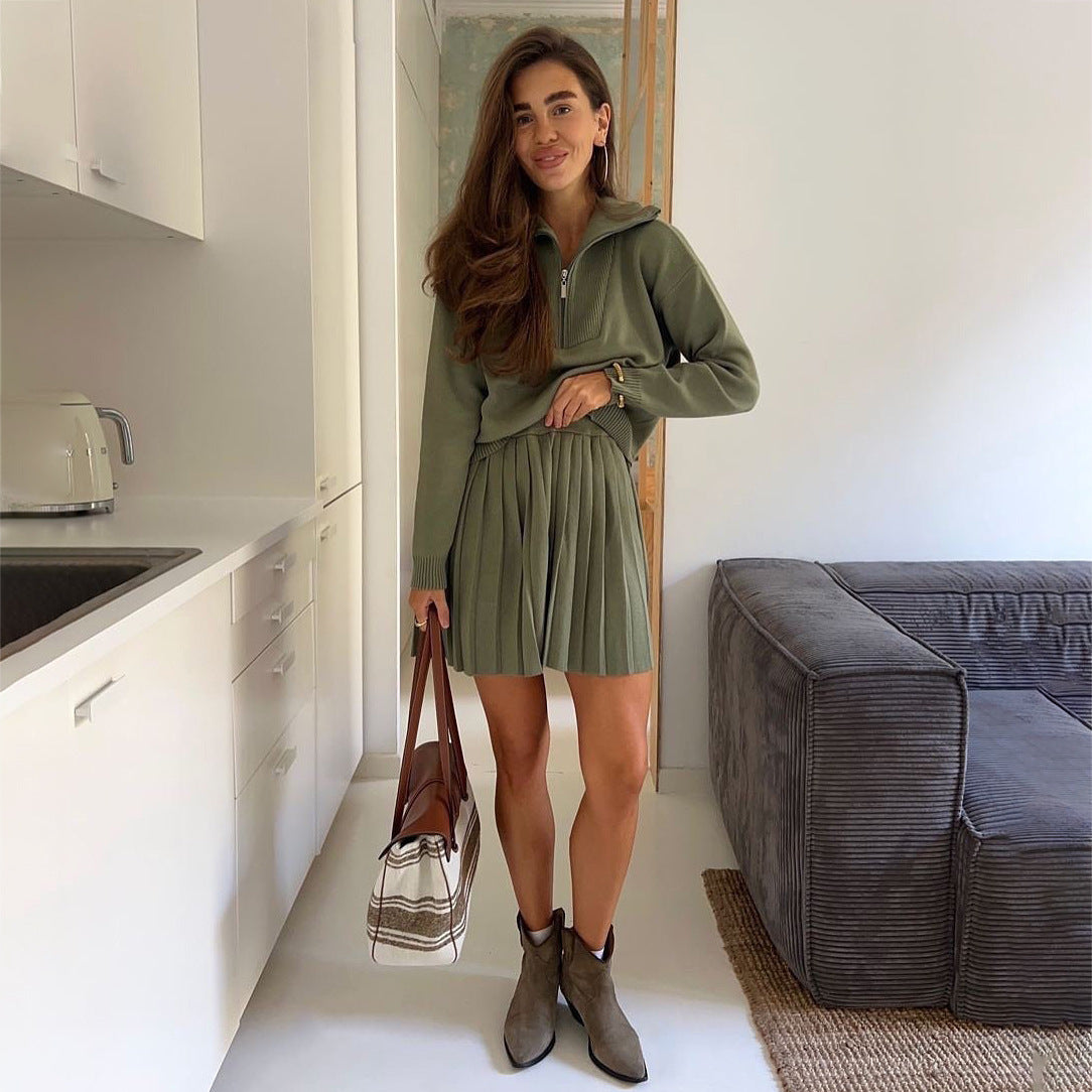 Ladies New Pleated Skirt Fashion Personalized Set