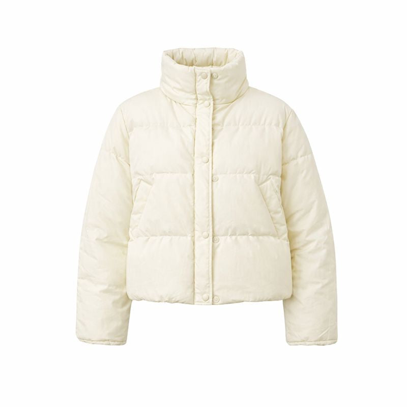 Women's Stand Collar Short Polyester Cotton-padded Jacket