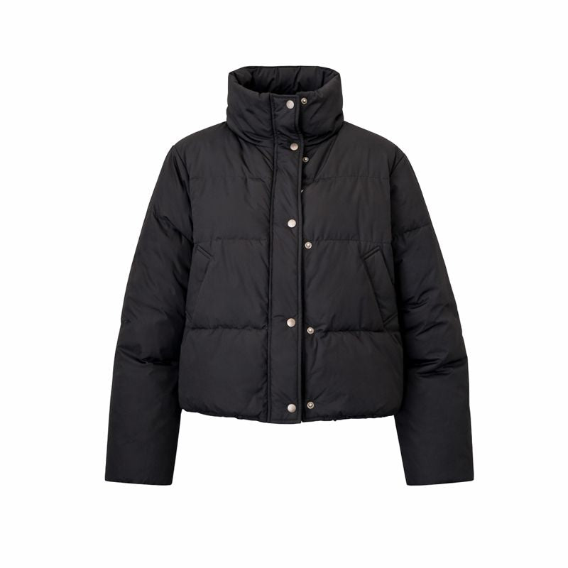 Women's Stand Collar Short Polyester Cotton-padded Jacket