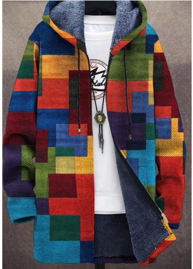 Printed Plush Lined Thickened Long-sleeved Windproof Jacket