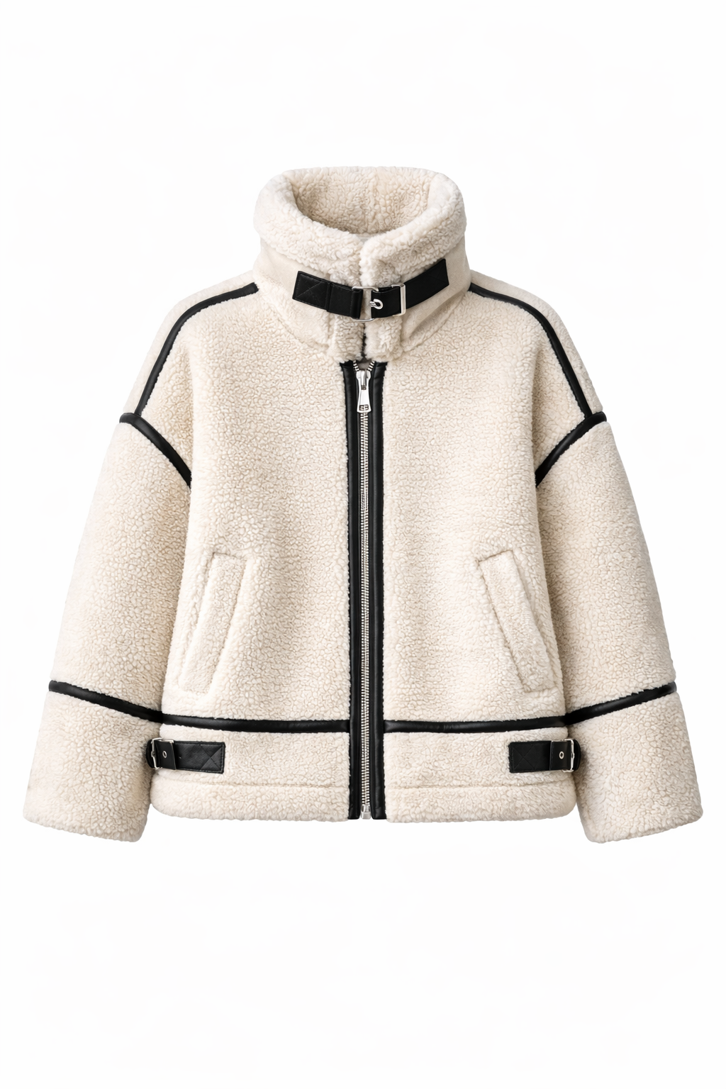 Womens Thickened Lamb-Mohair Leather And Fur All-in-One Biker Jacket