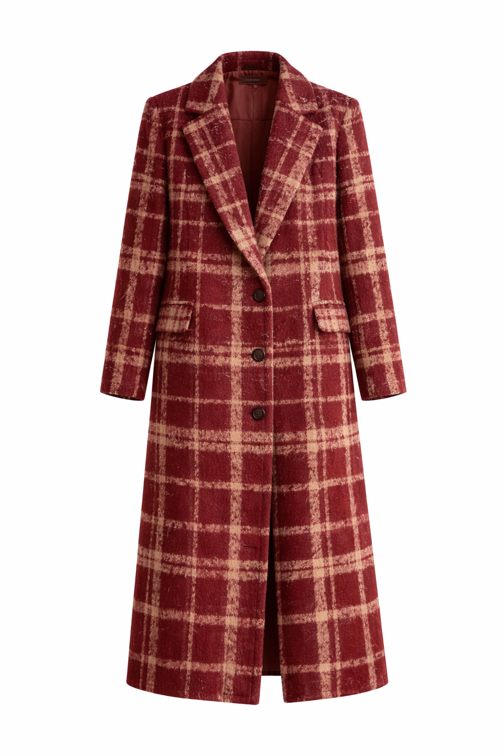 Plaid Casual Long Wool Coat