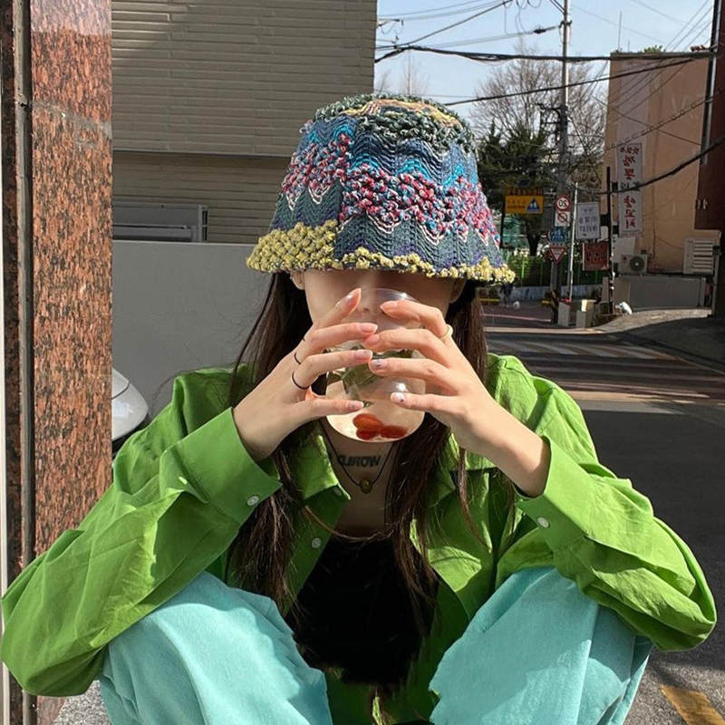 Ladies Wool Jacquard Knit Pot Hat