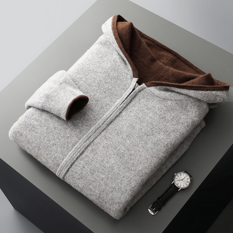 New Color-block Design Knitted Men's Jacket