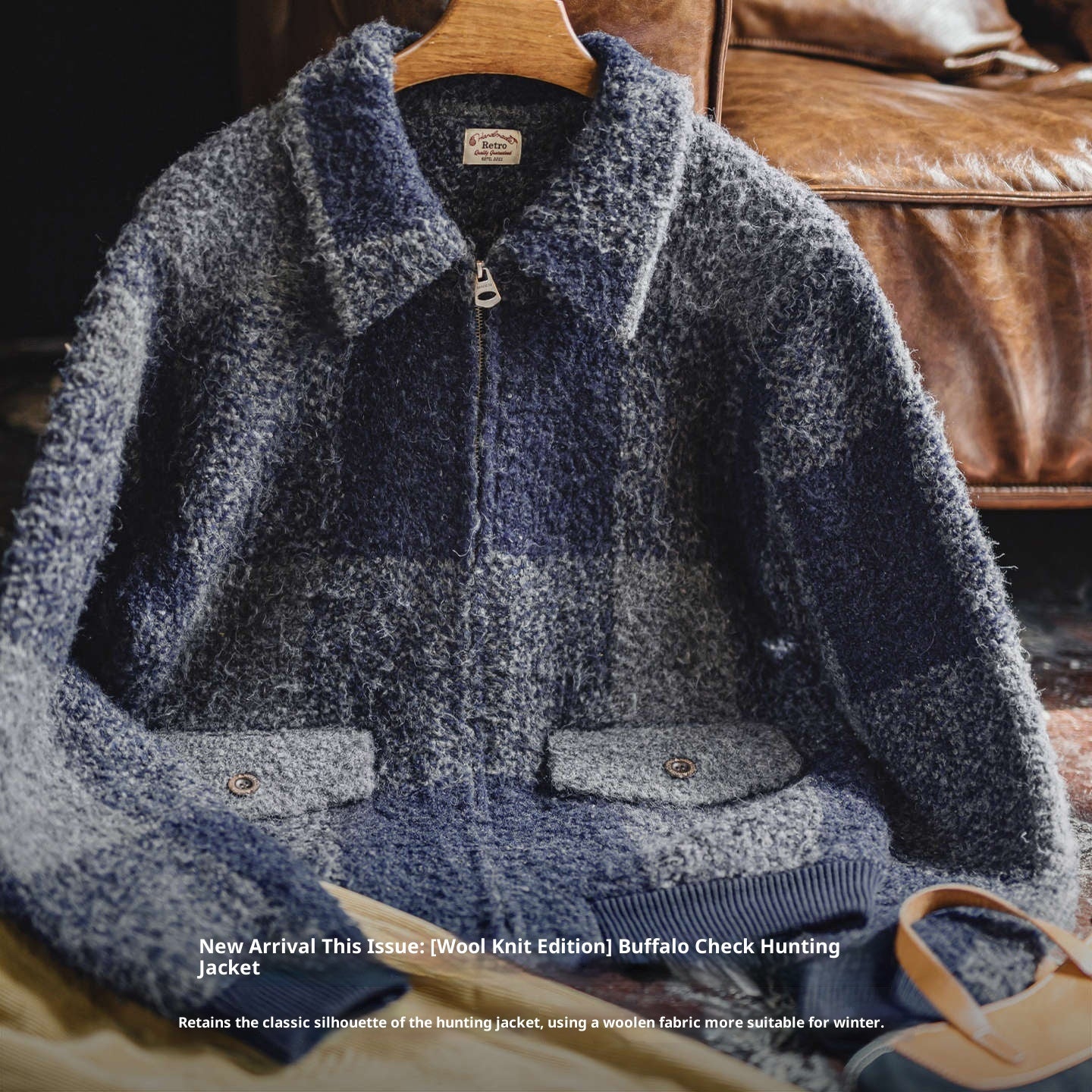 Lapel Plaid Cardigan Jacket Men's Autumn