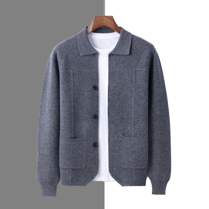 Sweater Men's Lapel Cardigan Pocket