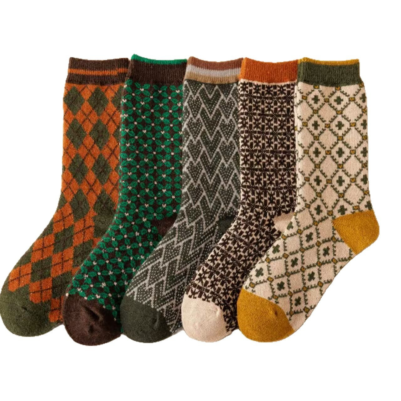 Women's Mid-calf Pure Cotton Warm Double-knit Retro Ripple Socks Autumn Stack Socks