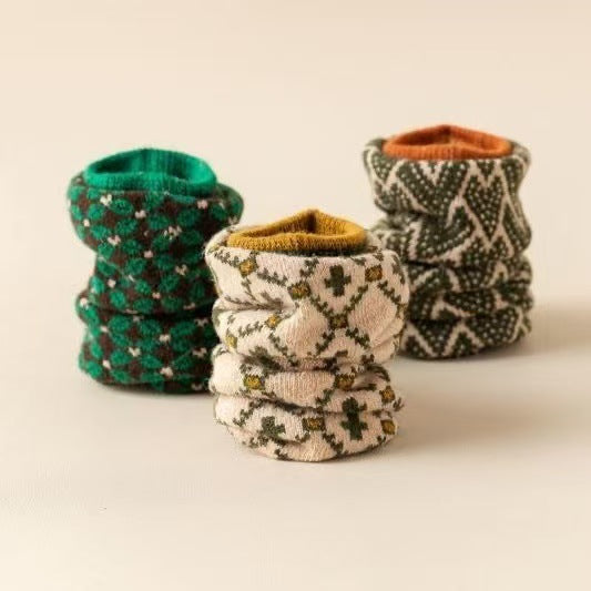 Women's Mid-calf Pure Cotton Warm Double-knit Retro Ripple Socks Autumn Stack Socks