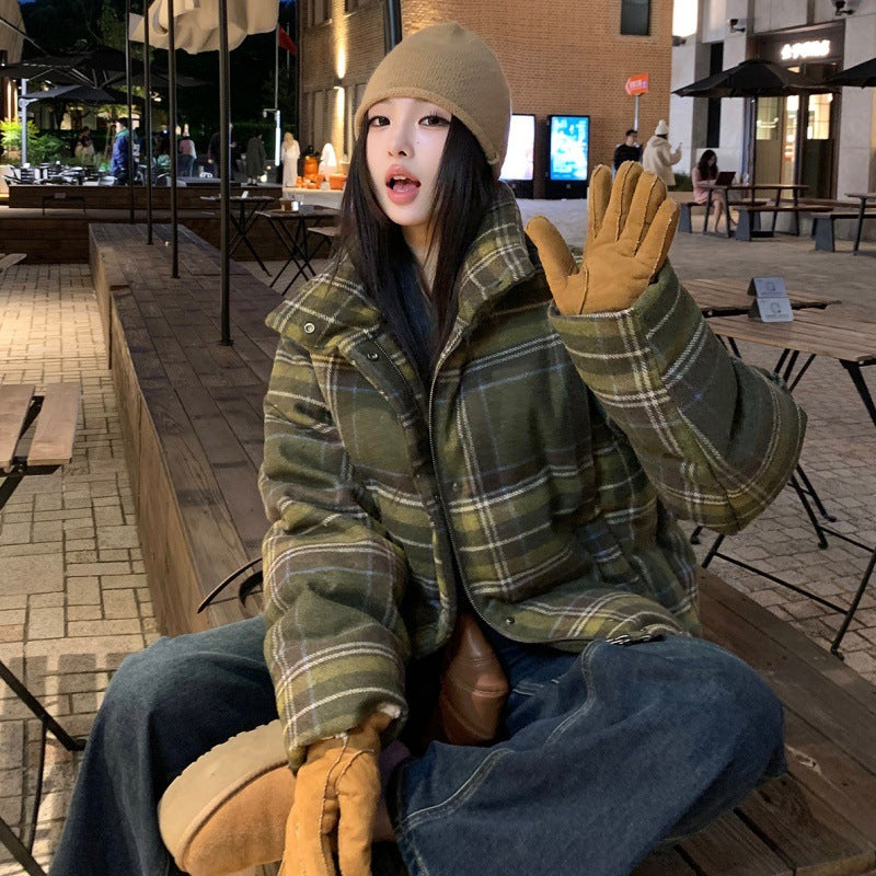 Short Stand-up Collar Cotton-padded Coat Women